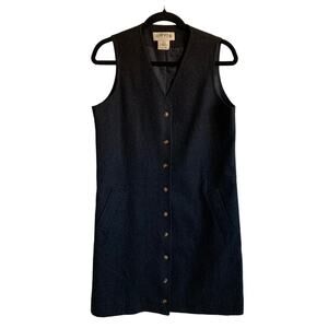 Orvis Carded Wool Gray Sleeveless Jumper Shift Dress Size 4 Petite Modest